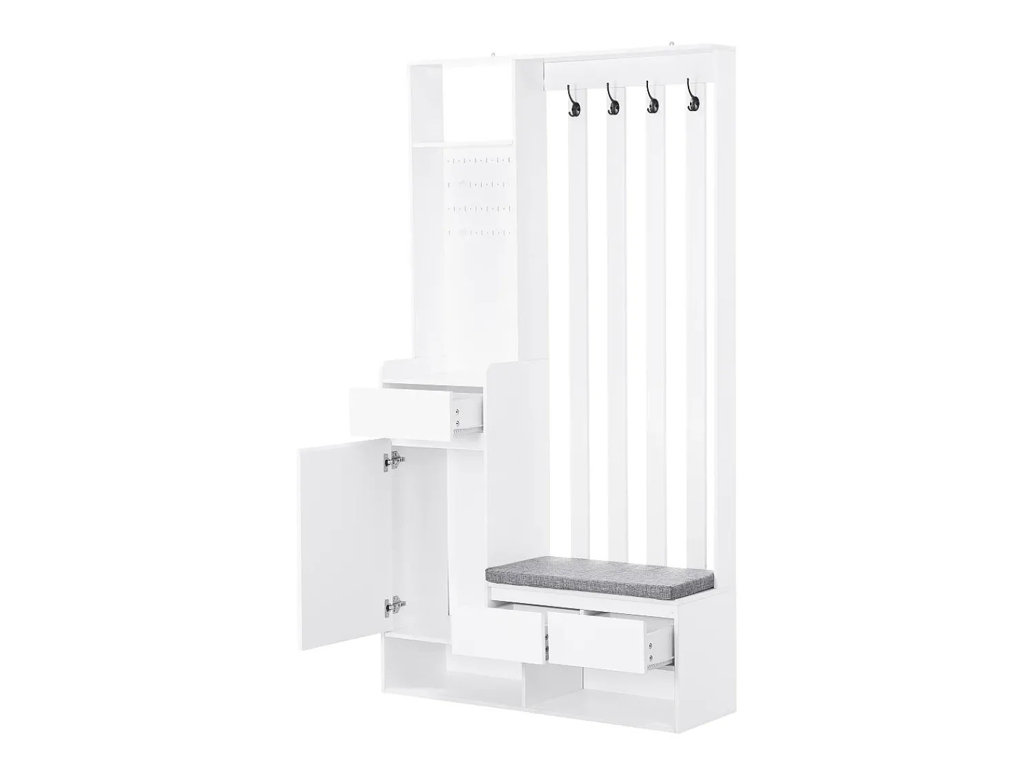Móvel De Entrada*ModernLuxe Armário de entrada multifuncional - com bengaleiro e banco para guardar sapatos - MDF - Branco