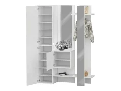 Móvel De Entrada|Dmora Armário de entradaDcriscion, Armário multifuncional com 2 portas, Cabide de parede com 2 espelhos, 140x35h190 cm, Branco