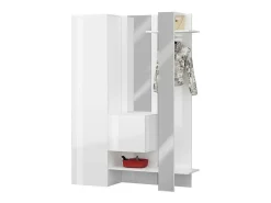 Móvel De Entrada|Dmora Armário de entradaDcriscion, Armário multifuncional com 2 portas, Cabide de parede com 2 espelhos, 140x35h190 cm, Branco