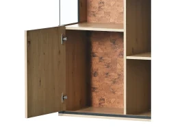 Online Armário de exposição LED 150x78x40cm - com grande espaço de arrumação porta de vidro - mobiliário de apresentação - madeira natural Natural claro