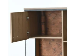 Online Armário de exposição LED 150x78x40cm - com grande espaço de arrumação porta de vidro - mobiliário de apresentação - madeira natural Natural claro