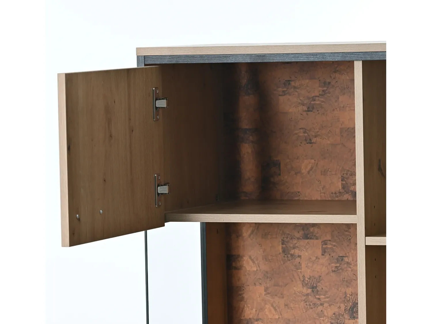 Online Armário de exposição LED 150x78x40cm - com grande espaço de arrumação porta de vidro - mobiliário de apresentação - madeira natural Natural claro