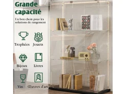 Clearance Armário de exposição para sala de estar com 4 prateleiras e portas duplas – Móveis elegantes para sala de estar Preto