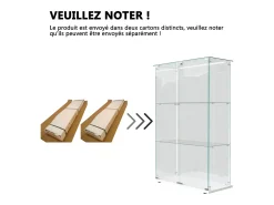New Armário de exposição para sala de estar com 4 prateleiras e portas duplas – Móveis elegantes para sala de estar Branco