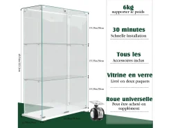 New Armário de exposição para sala de estar com 4 prateleiras e portas duplas – Móveis elegantes para sala de estar Branco