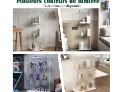 New Armário de exposição para sala de estar com 4 prateleiras e portas duplas – Móveis elegantes para sala de estar Branco