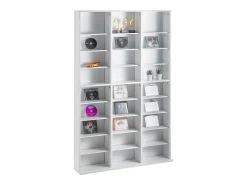 Móvel De Arrumação* Armário de Exposição, SucceBuy Armário de Armazenamento Multimédia de 9 Níveis, Prateleira Ajustável para DVD para 756 CDs, Branco