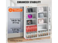 Móvel De Arrumação* Armário de Exposição, SucceBuy Armário de Armazenamento Multimédia de 9 Níveis, Prateleira Ajustável para DVD para 756 CDs, Branco
