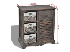 Best vidaxl Armário de madeira com 3 cestos do lado esquerdo castanho Natural claro