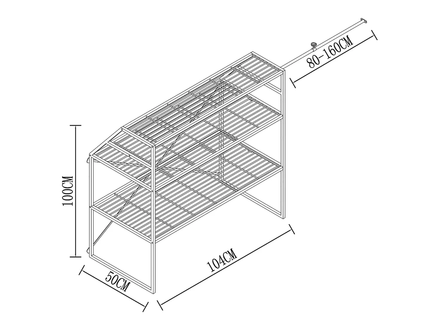Móvel De Entrada|VCM Armário de metal |armário aberto | walk-in |prateleira inclinada | dimensões aprox. L. 100 x A. 100 x P. 50 cm - Disal (Preto) Multicor