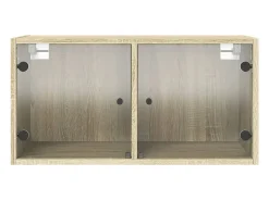 Prateleira|vidaxl Armário de parede c/ portas vidro 68,5x37x35 cm carvalho sonoma Castanho