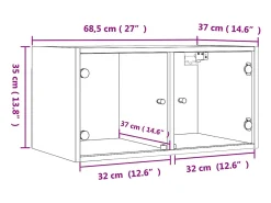 Prateleira|vidaxl Armário de parede c/ portas vidro 68,5x37x35 cm carvalho sonoma Castanho