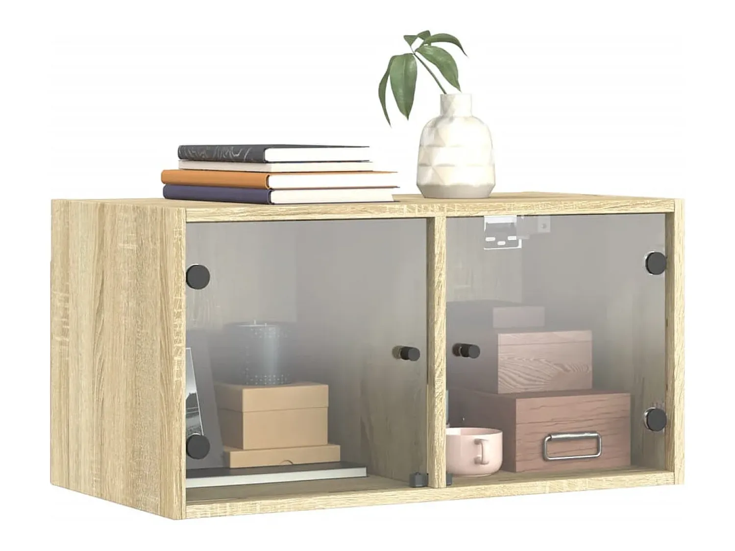 Prateleira|vidaxl Armário de parede c/ portas vidro 68,5x37x35 cm carvalho sonoma Castanho
