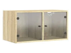 Prateleira|vidaxl Armário de parede c/ portas vidro 68,5x37x35 cm carvalho sonoma Castanho