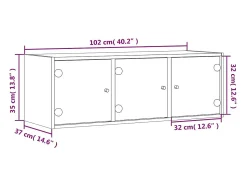 vidaxl Armário de parede c/ portas de vidro 102x37x35 cm^ Prateleira