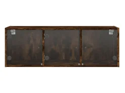 Prateleira*vidaxl Armário de parede c/ portas vidro 102x37x35 cm carvalho fumado Castanho