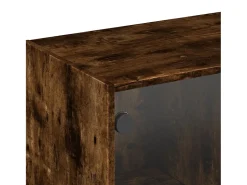 Prateleira*vidaxl Armário de parede c/ portas vidro 102x37x35 cm carvalho fumado Castanho