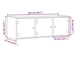 Prateleira*vidaxl Armário de parede c/ portas vidro 102x37x35 cm carvalho fumado Castanho