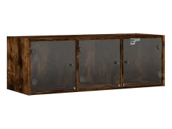 Prateleira*vidaxl Armário de parede c/ portas vidro 102x37x35 cm carvalho fumado Castanho