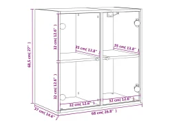 vidaxl Armário de parede c/ portas vidro 68x37x68,5 cm carvalho sonoma^ Prateleira