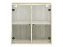 vidaxl Armário de parede c/ portas vidro 68x37x68,5 cm carvalho sonoma^ Prateleira