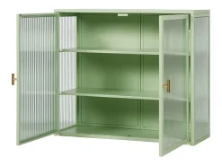 Outlet Armário de parede com porta de vidro de 70 cm e três níveis de armazenamento, ideal para hall de entrada, sala de estar, banheiro e sala de jantar. Verde