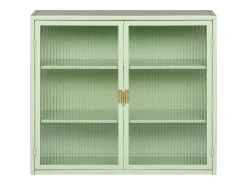 Outlet Armário de parede com porta de vidro de 70 cm e três níveis de armazenamento, ideal para hall de entrada, sala de estar, banheiro e sala de jantar. Verde