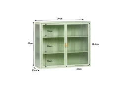 Outlet Armário de parede com porta de vidro de 70 cm e três níveis de armazenamento, ideal para hall de entrada, sala de estar, banheiro e sala de jantar. Verde