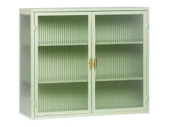 Outlet Armário de parede com porta de vidro de 70 cm e três níveis de armazenamento, ideal para hall de entrada, sala de estar, banheiro e sala de jantar. Verde