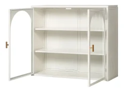 Prateleira| Armário de parede de vidro de 70 cm com duas portas, ideal para hall de entrada, sala de estar e banheiro, com padrão trançado, na cor branca. Branco