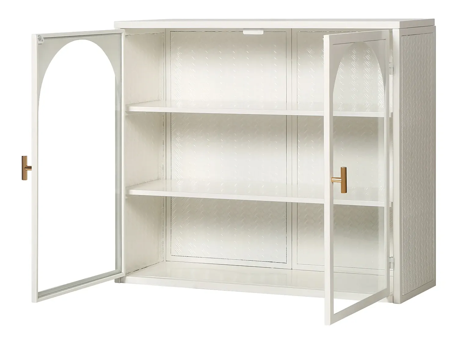 Prateleira| Armário de parede de vidro de 70 cm com duas portas, ideal para hall de entrada, sala de estar e banheiro, com padrão trançado, na cor branca. Branco
