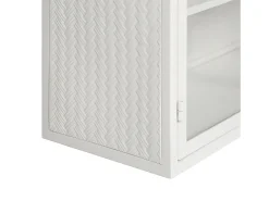 Prateleira| Armário de parede de vidro de 70 cm com duas portas, ideal para hall de entrada, sala de estar e banheiro, com padrão trançado, na cor branca. Branco
