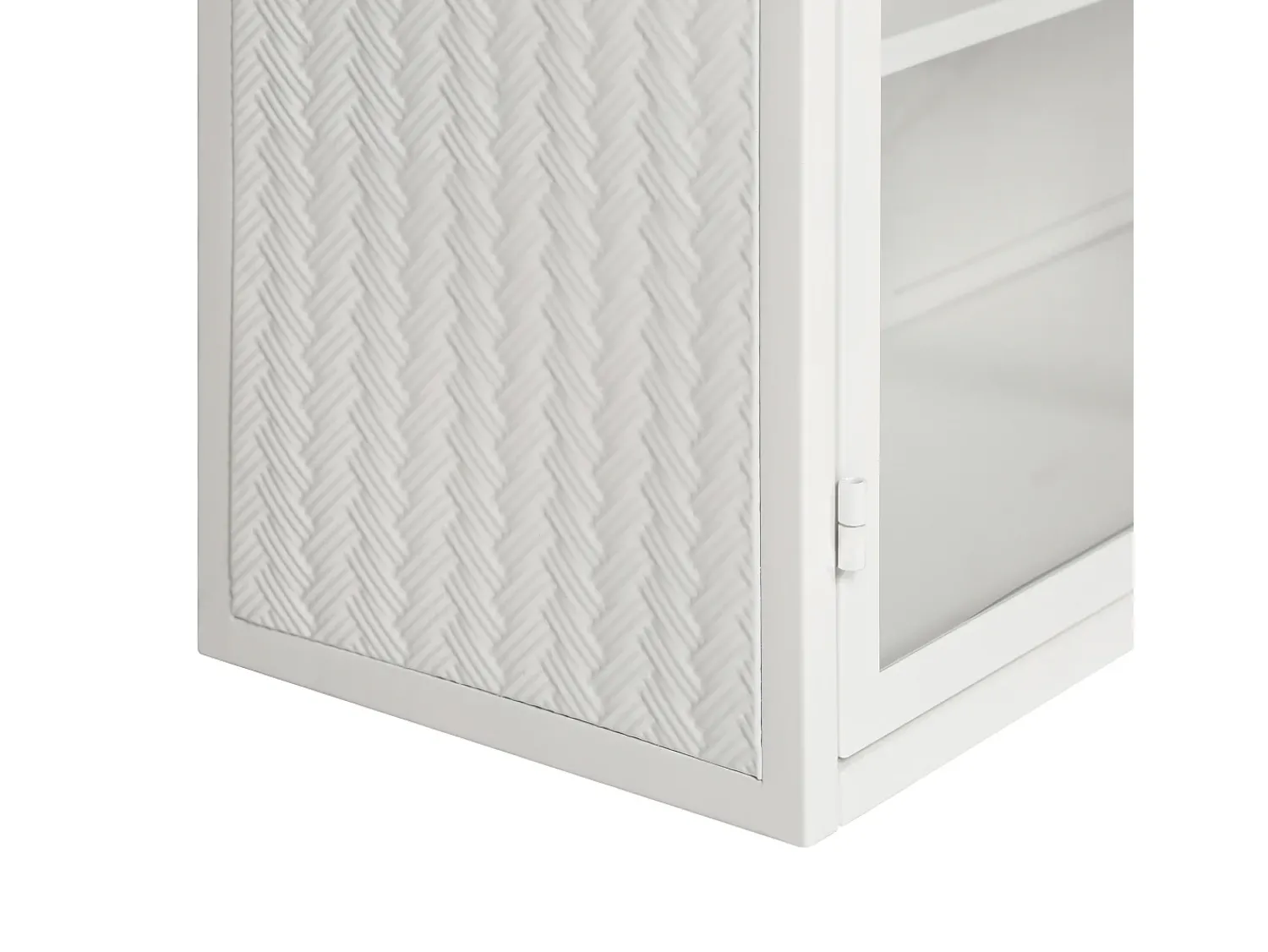 Prateleira| Armário de parede de vidro de 70 cm com duas portas, ideal para hall de entrada, sala de estar e banheiro, com padrão trançado, na cor branca. Branco