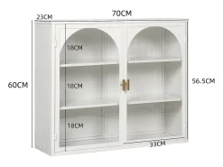 Prateleira| Armário de parede de vidro de 70 cm com duas portas, ideal para hall de entrada, sala de estar e banheiro, com padrão trançado, na cor branca. Branco
