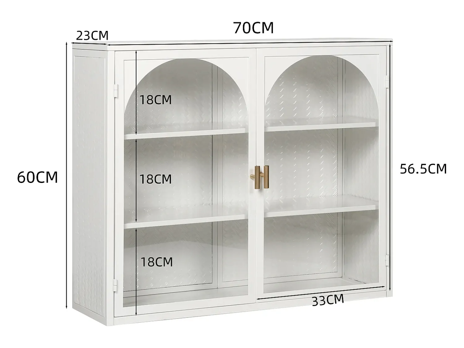 Prateleira| Armário de parede de vidro de 70 cm com duas portas, ideal para hall de entrada, sala de estar e banheiro, com padrão trançado, na cor branca. Branco