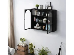 Armário de parede de vidro de 70 cm com duas portas, adequado para hall de entrada, sala de estar e banheiro, com padrão trançado, .^ Prateleira
