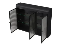 Prateleira* Armário de parede moderno com portas de vidro - para cozinha e banheiro - 90 × 20 × 70 cm, Preto