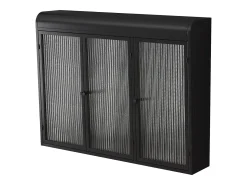Prateleira* Armário de parede moderno com portas de vidro - para cozinha e banheiro - 90 × 20 × 70 cm, Preto