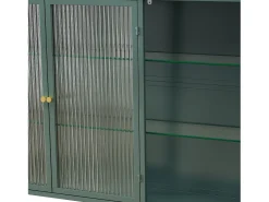 Prateleira| Armário de parede moderno com portas de vidro - para cozinha e banheiro - 90 × 20 × 70 cm, branco Verde