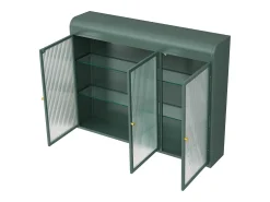 Prateleira| Armário de parede moderno com portas de vidro - para cozinha e banheiro - 90 × 20 × 70 cm, branco Verde