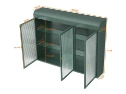 Prateleira| Armário de parede moderno com portas de vidro - para cozinha e banheiro - 90 × 20 × 70 cm, branco Verde