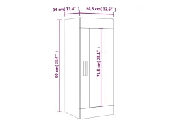 vidaxl Armário de parede suspenso 34,5x34x90 cm sonoma cinza^ Prateleira