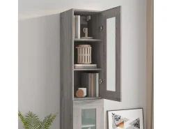 vidaxl Armário de parede suspenso 34,5x34x90 cm sonoma cinza^ Prateleira
