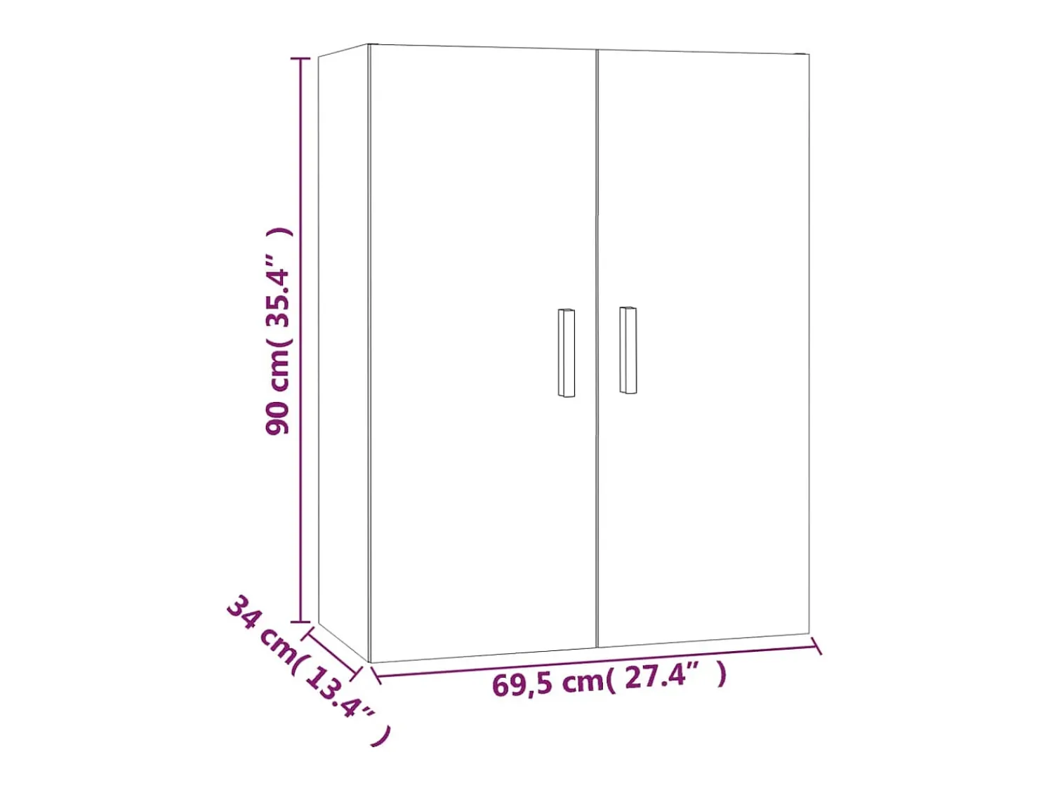 Prateleira|vidaxl Armário de parede suspenso 69,5x34x90 cm carvalho fumado Natural claro