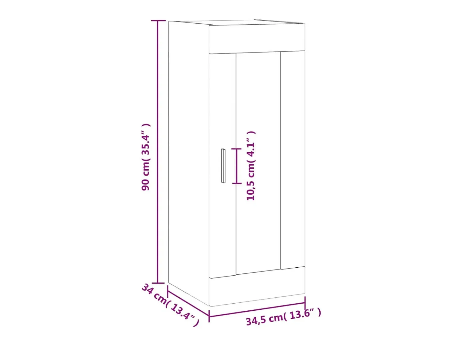 Prateleira|vidaxl Armário de parede 34,5x34x90 cm Branco