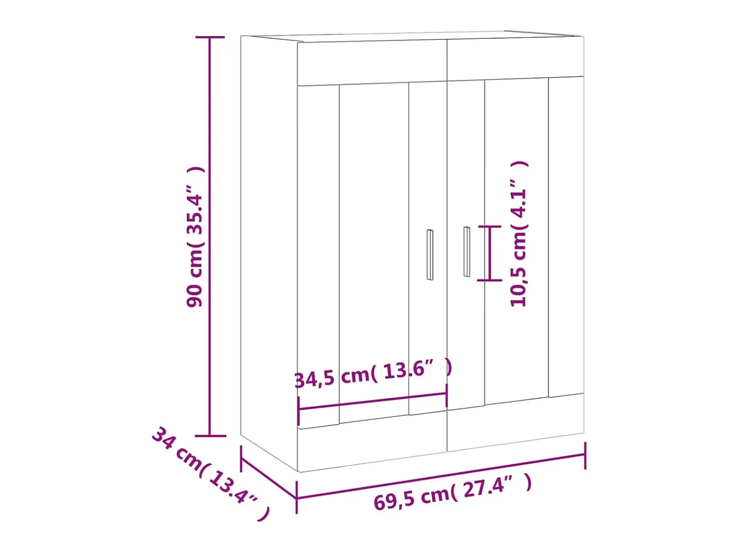 Outlet vidaxl Armário de parede 69,5x34x90 cm Branco