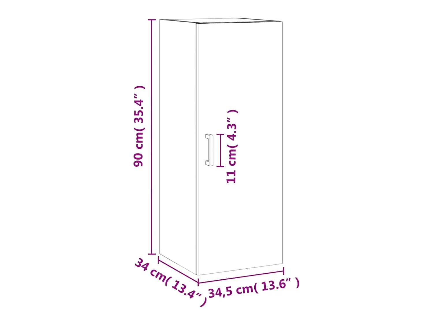 Prateleira*vidaxl Armário de parede 34,5x34x90 cm carvalho sonoma Natural claro