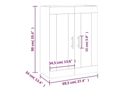 vidaxl Armário de parede 69,5x34x90 cm carvalho fumado^ Prateleira