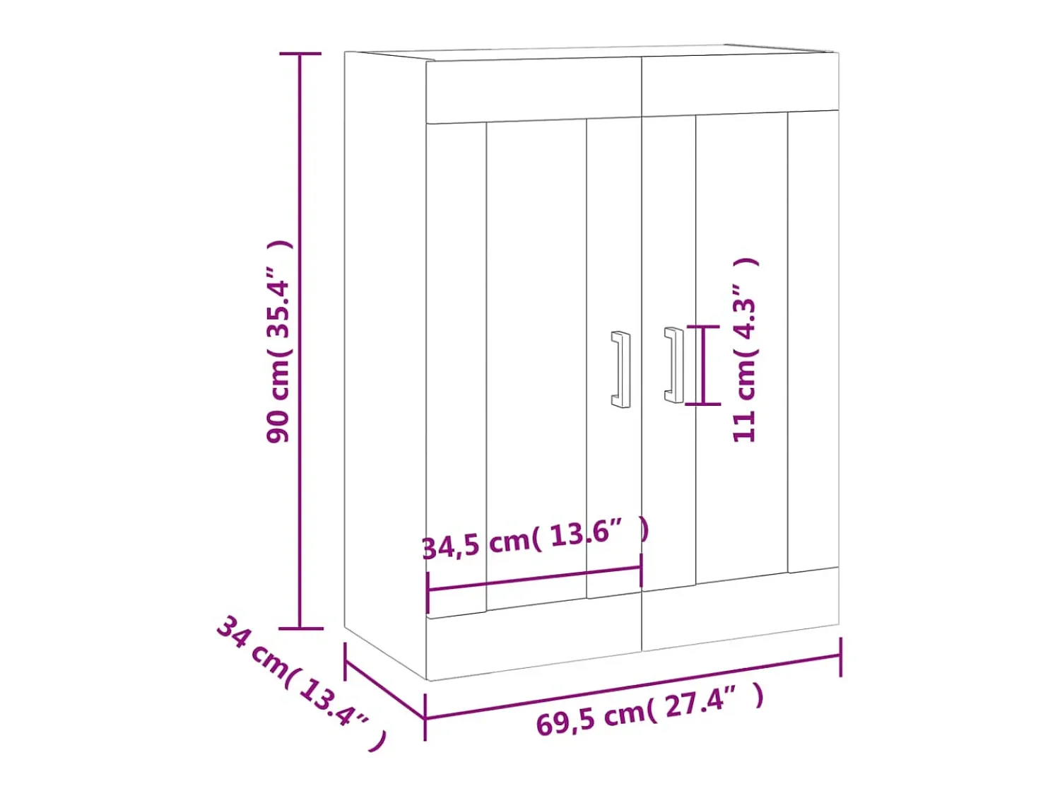 Clearance vidaxl Armário de parede 69,5x34x90 cm carvalho sonoma Castanho