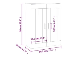 vidaxl Armário de parede 69,5x34x90 cm sonoma^ Prateleira